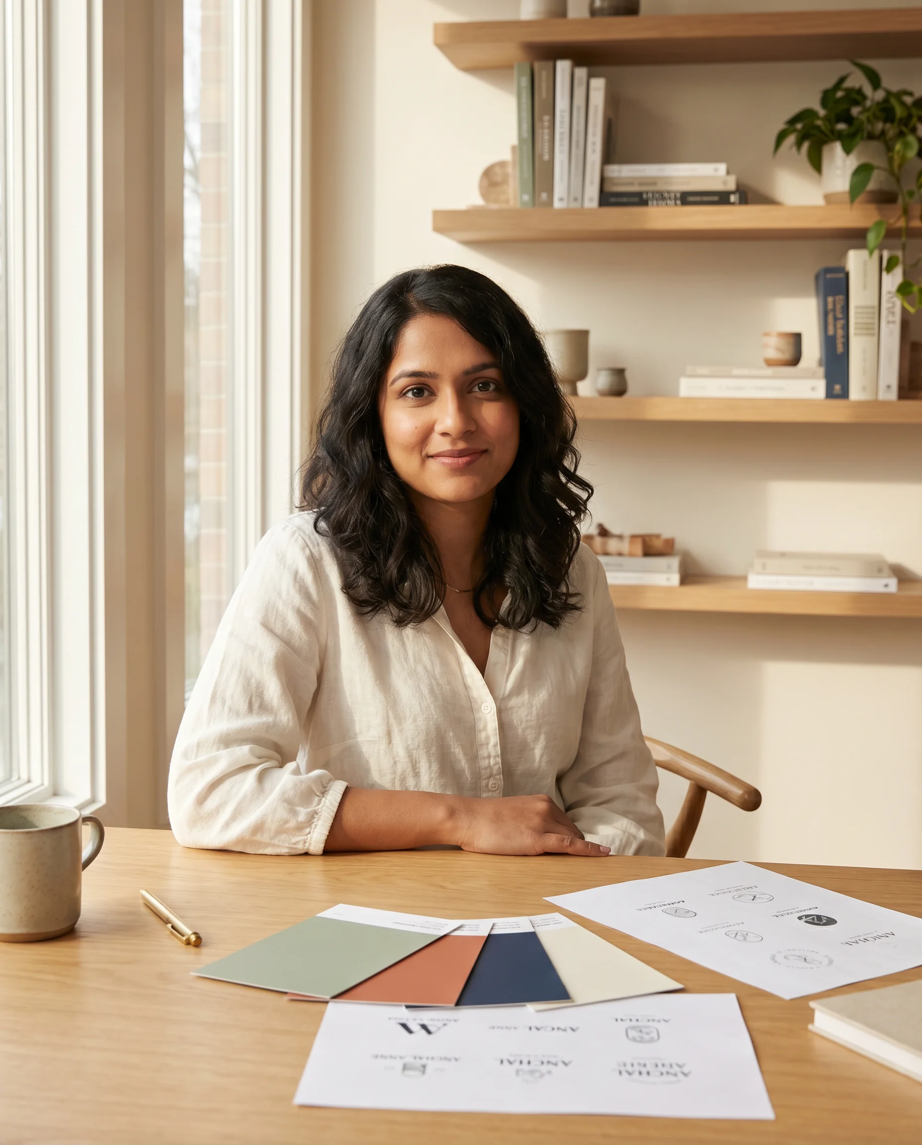 ReedyFlex founder portrait in a warm editorial workspace